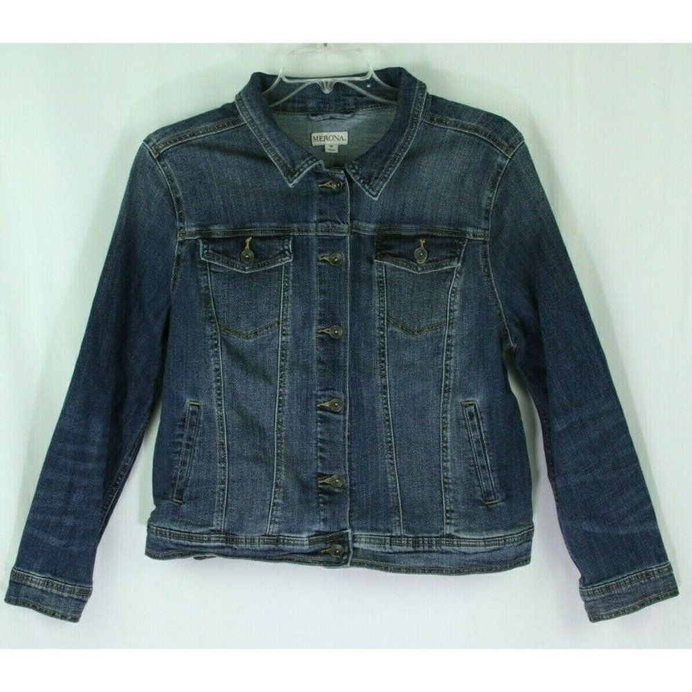 Merona Biker Jacket 1X Denim blue moto edgy vacation